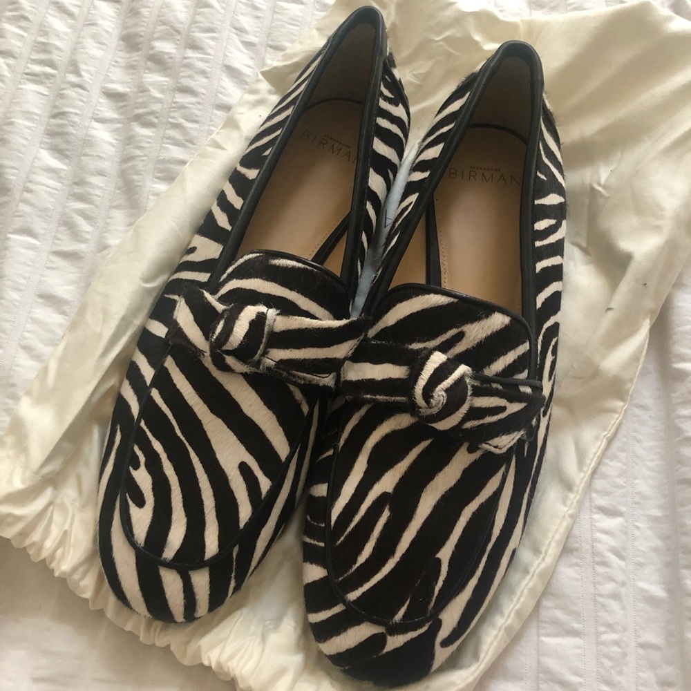 Alexandre Birman Becky Flats - zebra loafers- new